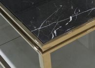 Metal Frame Living Room Coffee Table Black Contemporary Stone Top Side Table