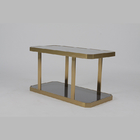 Tempered Glass Top Stainless Steel Side Table Gold Square Nordic Style