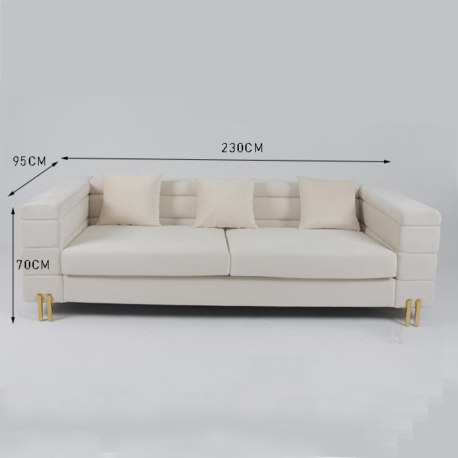3 Seater 70cm σχηματισμένος τούφες βελούδο καναπές με το λεπτό πόδι μετάλλων 0