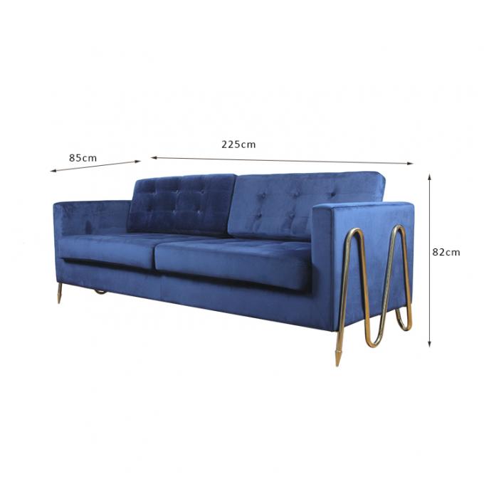 Ανοξείδωτου σχεδιαστών μικρός καναπές W 225cm υφάσματος διαμερισμάτων σύγχρονος 0