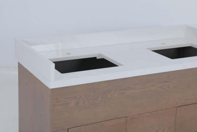Εμπορικό ξενοδοχείο Oak Veneer βλασμένο μπάνιο ματαιοδοξία με ξύλινη κονσόλα 3