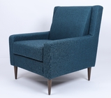 Living Room Blue Fabric Single Armchair Sofa Wood Frame Modern Comfortable