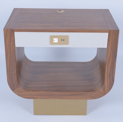 Αγορά Λοξοφόρο Custom Made Walnut Wood Veneer Νυχτερινό Σταθμό με ένα συρτάρι και πρίζα ρεύματος ηλεκτρονική κατασκευή