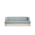 New Design Classics Style Living Room Sofa  3 Seater Grey Velvet Fabric Sofa With Fashionable Tasseles