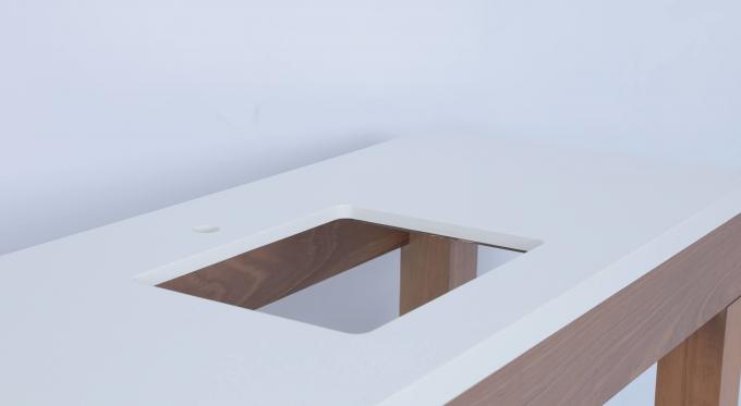 Εμπορικό ξενοδοχείο Oak Veneer βλασμένο μπάνιο ματαιοδοξία με ξύλινη κονσόλα 3